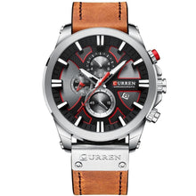Carregar imagem no visualizador da galeria, Relógio Couro Curren Masculino - Casual Style Watch relógio 044 AmploTech Prata/Marrom