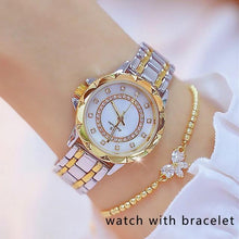 Carregar imagem no visualizador da galeria, Relógio Diamond Luxury Feminino 2021 + Bracelete - Luxury Pack relógio 022 AmploTech Prata com Dourado