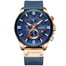 Carregar imagem no visualizador da galeria, Relógio Couro Curren Masculino - Casual Style Watch relógio 044 AmploTech Azul/Rosê 
