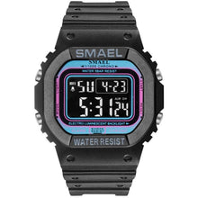 Carregar imagem no visualizador da galeria, Relógio SMAEL Clássico 1801 - Classic Watich relógio 025 AmploTech Preto Detalhe Roxo e Azul Claro 
